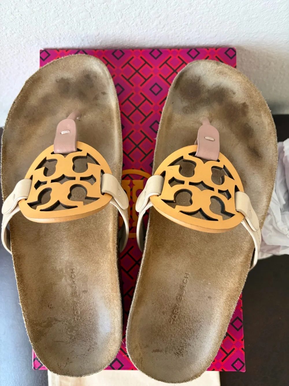 Tory Burch Miller CLOUD Sandals Calf Leather Multi Color Cork 7.5